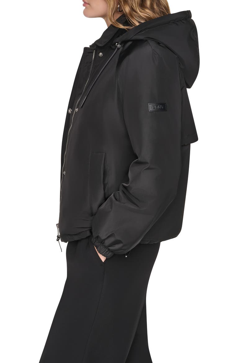 Hooded Short Padded Jacket, Alternate, color, BLACK