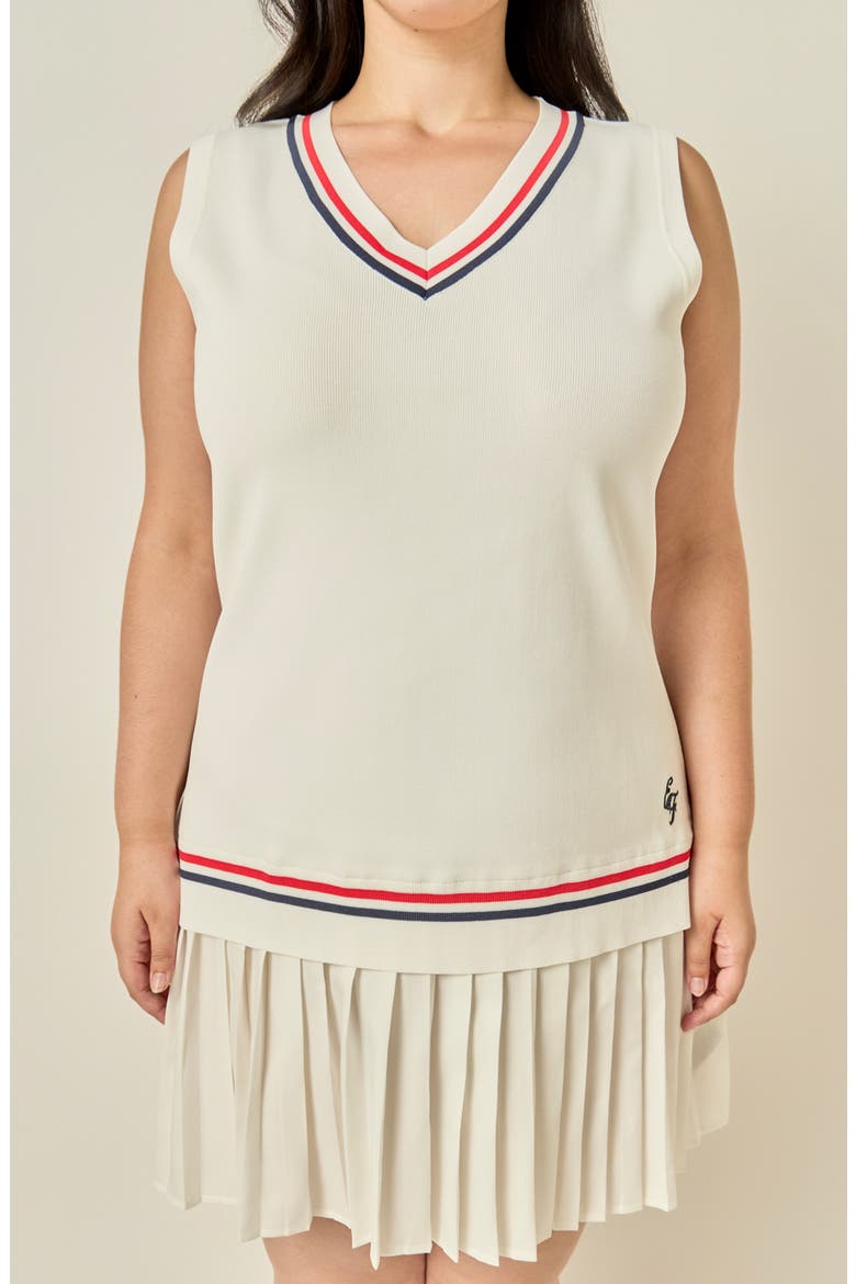 Mixed Media Pleated Minidress, Alternate, color, WHITE