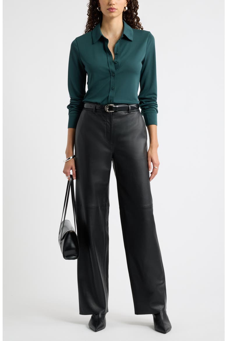 Long Sleeve Knit Button Front Top, Alternate, color, GREEN GABLES