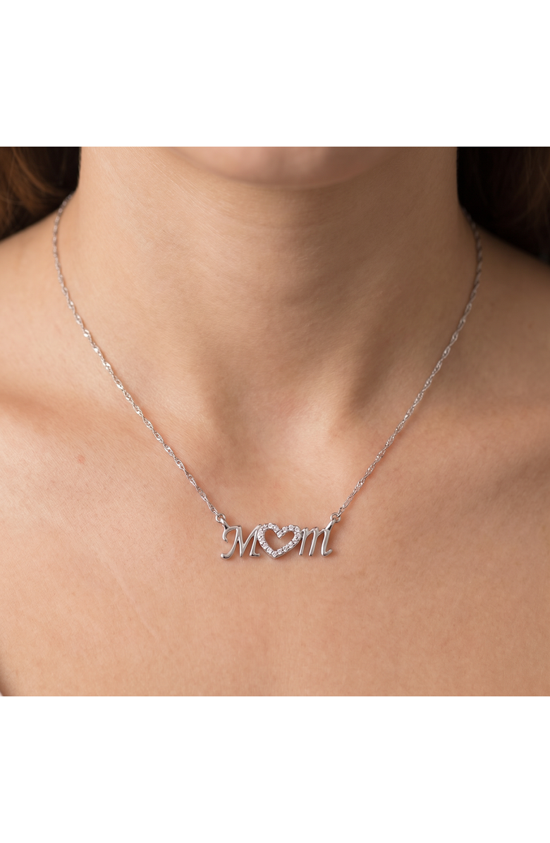 Bliss Diamond Diamond Heart Mom Pendant 10k Gold Women's Necklace Lab Grown, Alternate, color, 10K White Gold