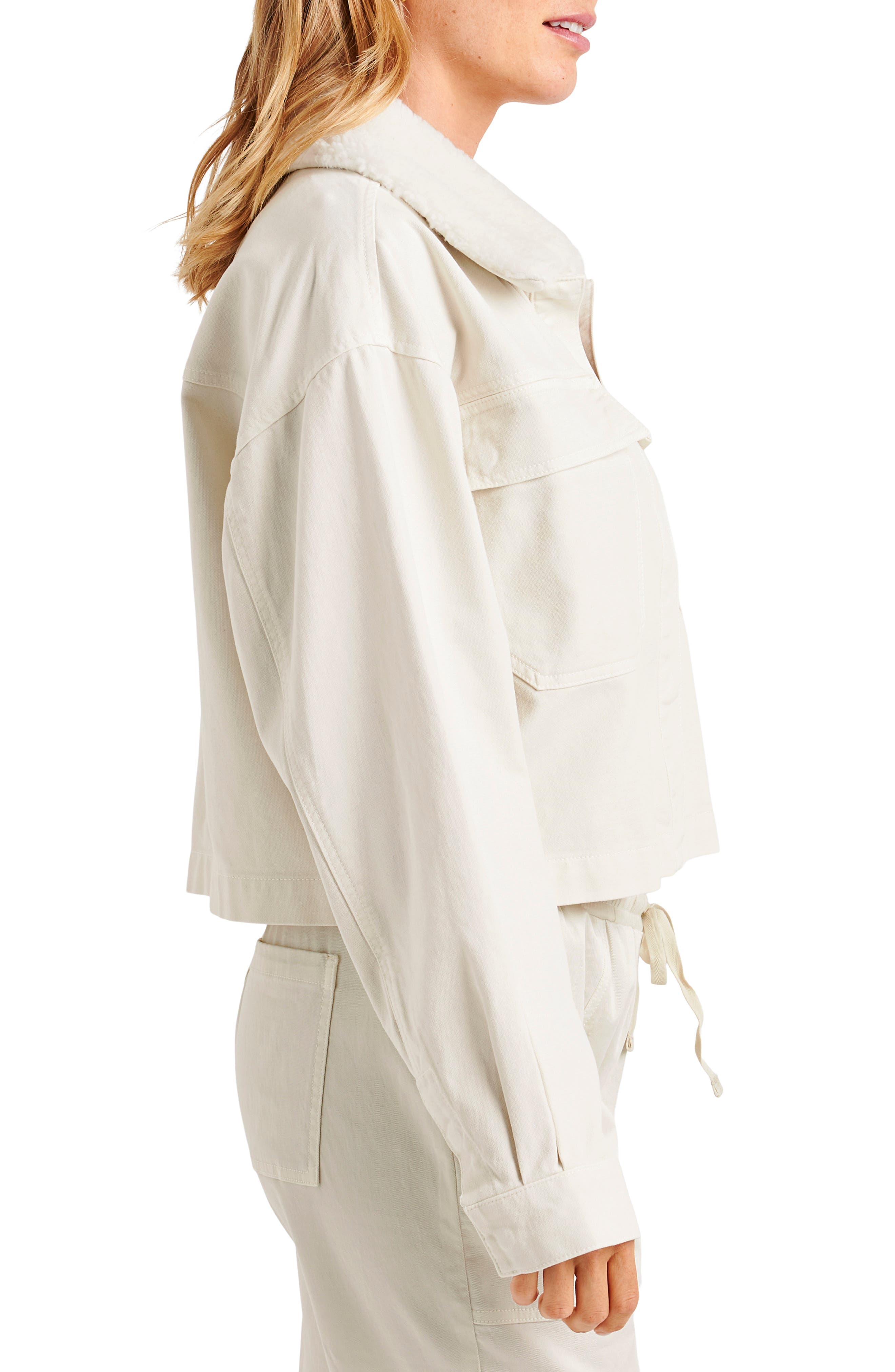 Splendid Jacket with Removable Faux Shearling Collar (Women) | Nordstrom