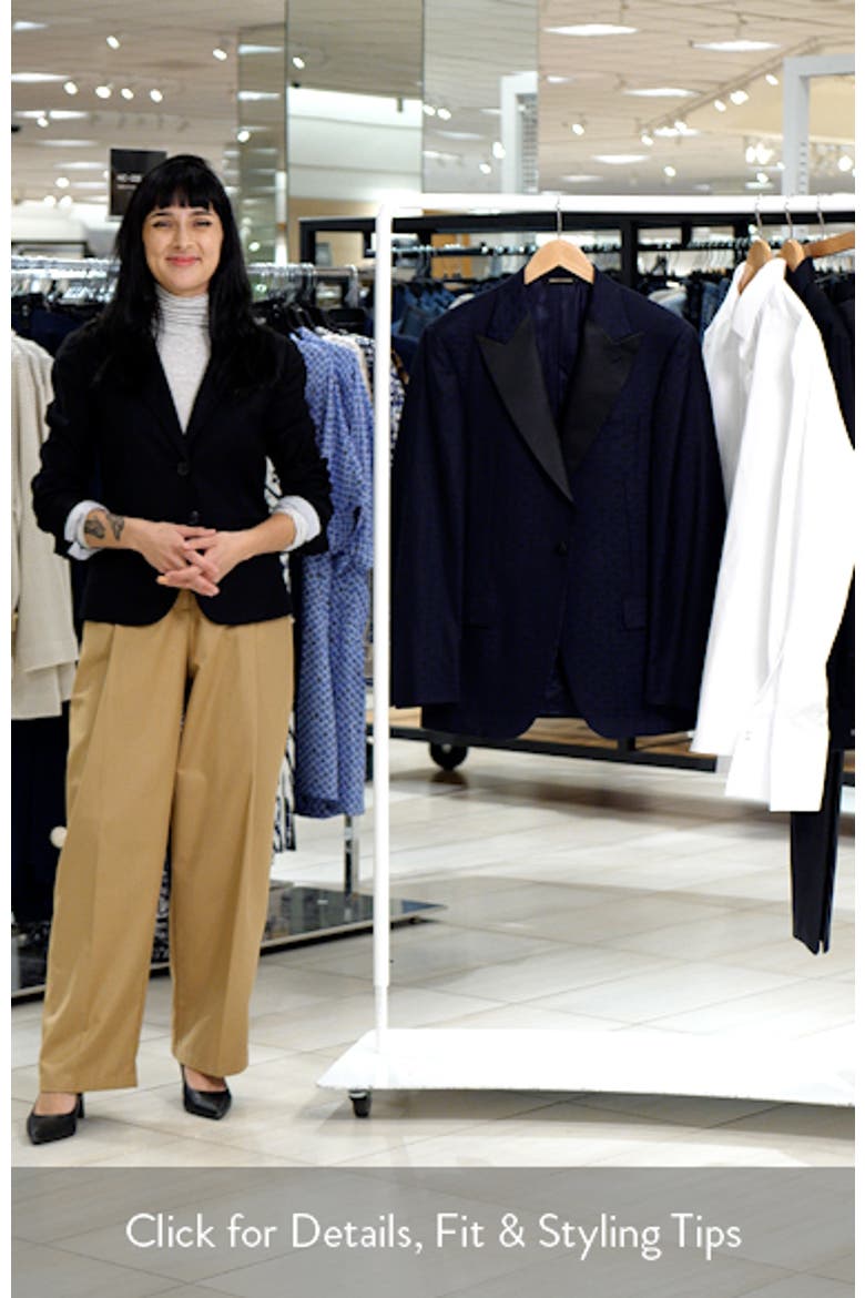 Regular Fit Navy Geometric Jacquard Wool & Silk Dinner Jacket video