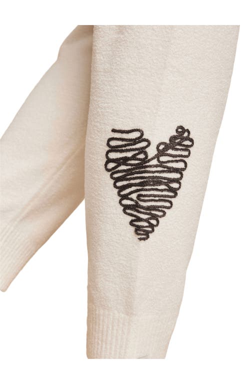 Shop Barefoot Dreams Embroidered Heart Cozychic Ultra Lite® Lounge Pants In Pearl/carbon