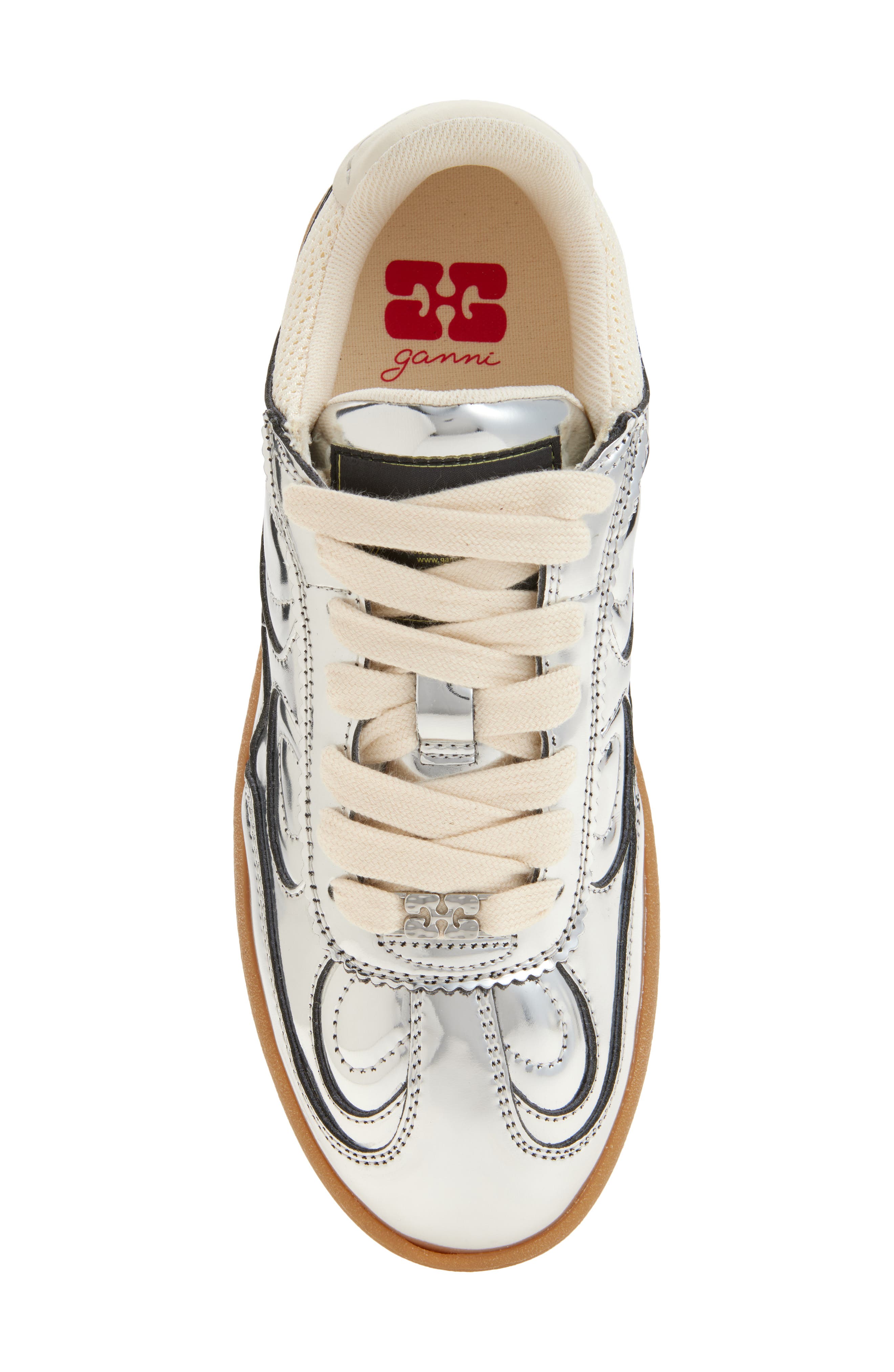 Ganni Specchio Low Top Sneaker, Alternate, color, Silver