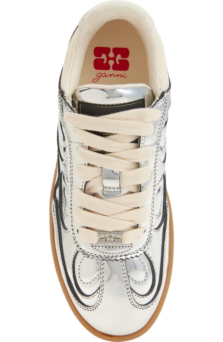 Ganni Specchio Low Top Sneaker, Alternate, color, Silver