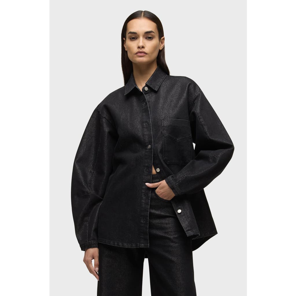 Hudson Jeans Barrel Sleeve Shacket In Black