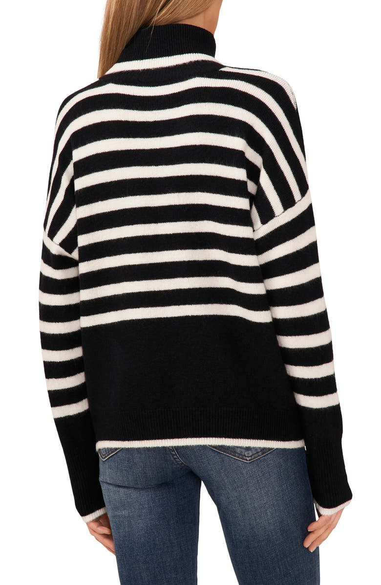 CeCe Stripe Turtleneck Sweater, Alternate, color, 