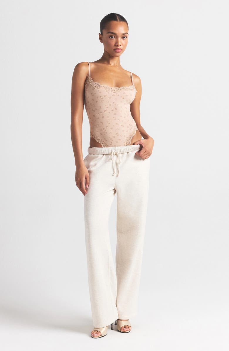 SKIMS Fits Everybody Lace Cami Bodysuit, Alternate, color, Mica Sketched Hearts