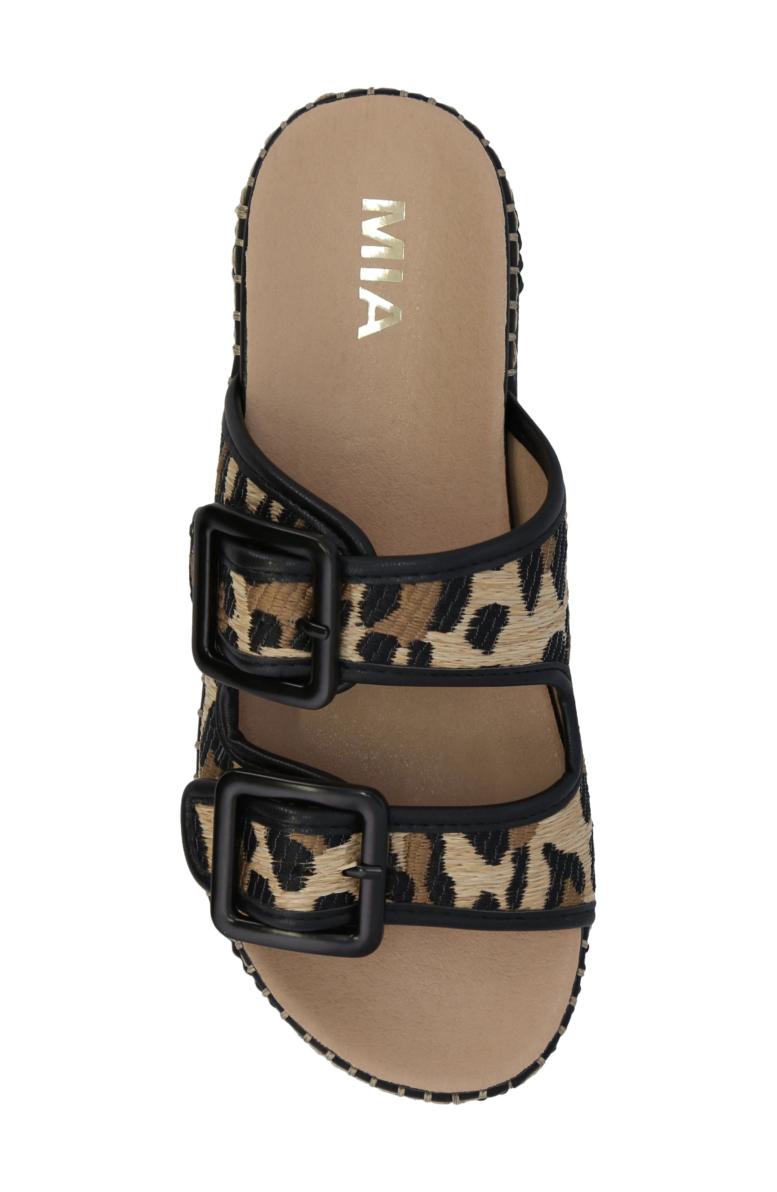 MIA Jimenna Buckle Strap Platform Sandal, Alternate, color, Leopard/ Black