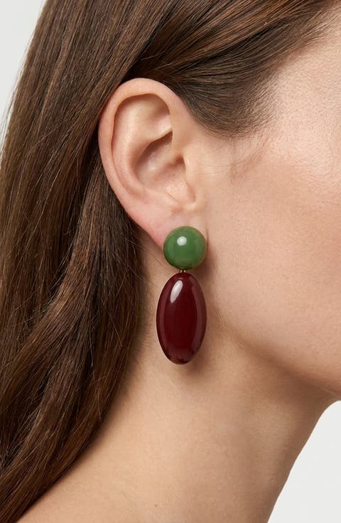 Retro Colorblock Drop Earrings