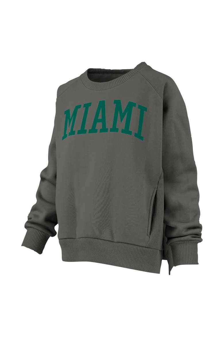 Women's Pressbox Charcoal Miami Hurricanes Pocketed Raglan Pullover Sweatshirt, Alternate, color, Charcoal
