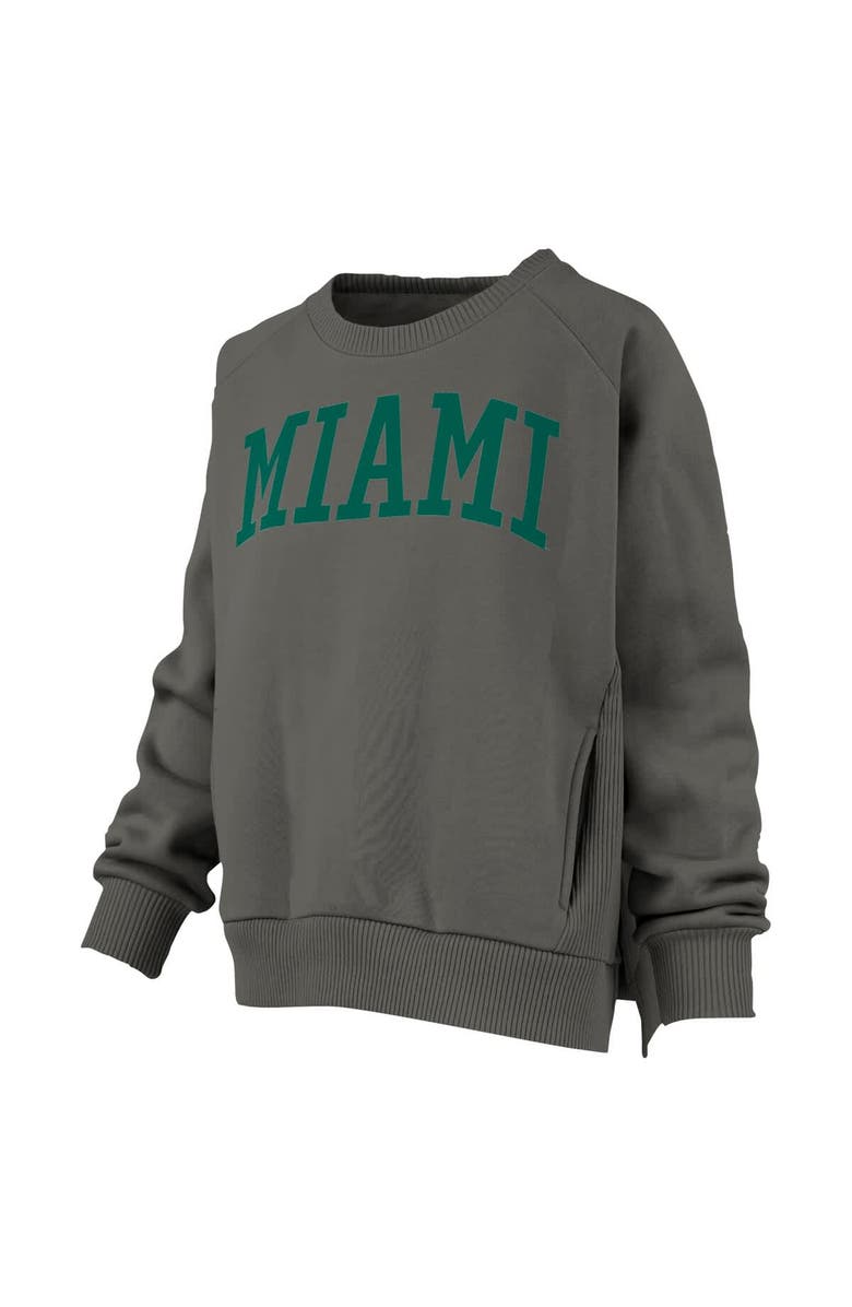 PRESSBOX Women's Pressbox Charcoal Miami Hurricanes Pocketed Raglan Pullover Sweatshirt, Alternate, color, Charcoal