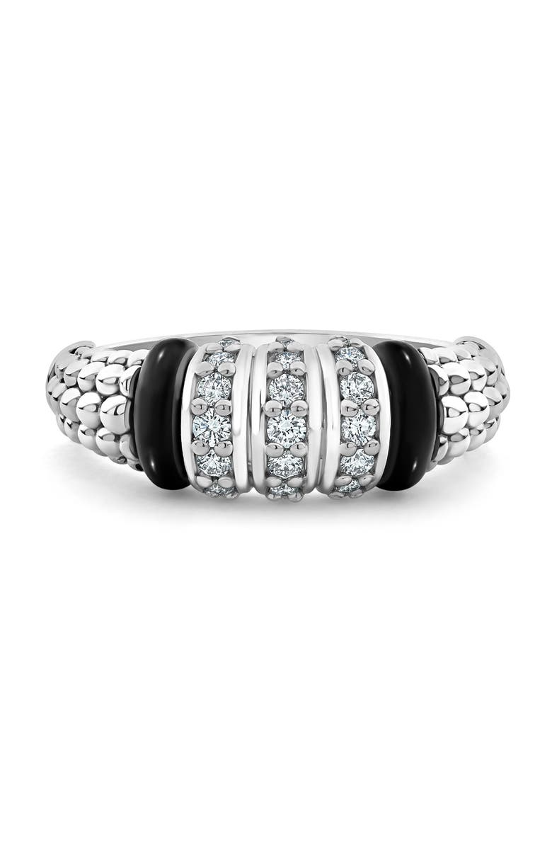 LAGOS Black Caviar Diamond Ring, Alternate, color, Silver