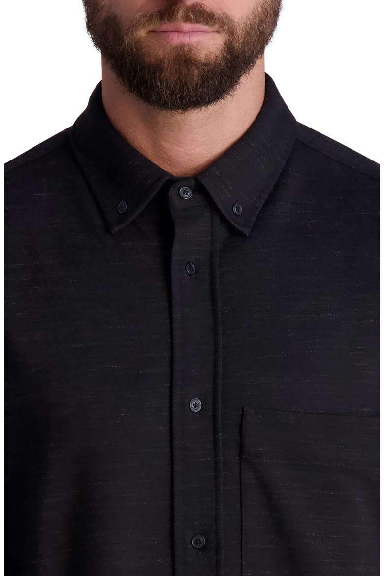Marled Long Sleeve Button-Down Ponte Shirt, Alternate, color, BLACK