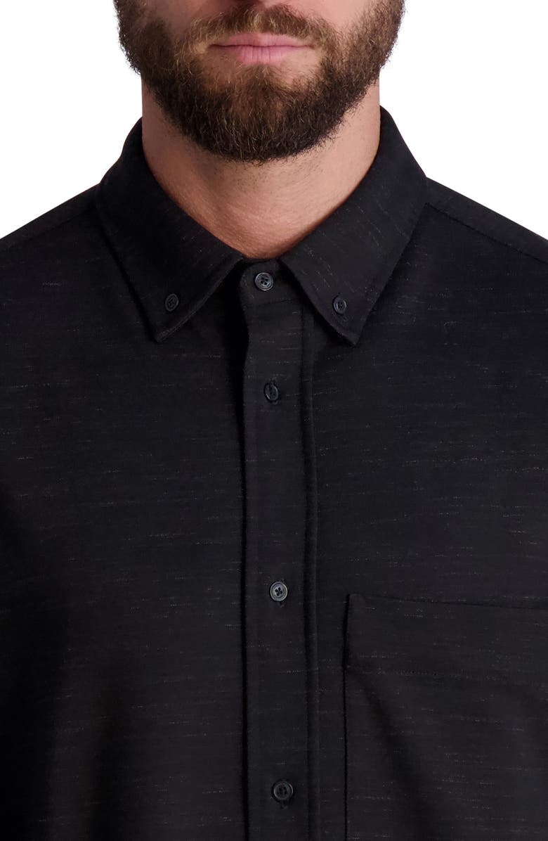 KARL LAGERFELD PARIS Marled Long Sleeve Button-Down Ponte Shirt, Alternate, color,
