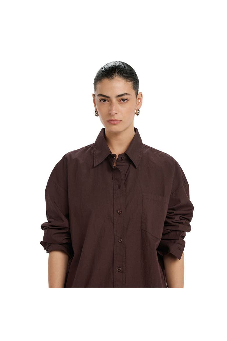 Resort Frank Button Down Shirt Cover-Up, Alternate, color, Brown