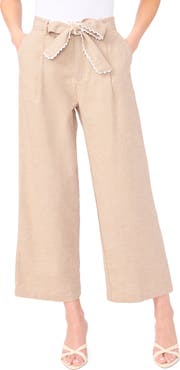 CeCe Bow Tie Waist Ankle Wide Leg Pants