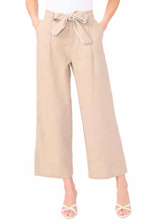 Bow Tie Waist Ankle Wide Leg Pants