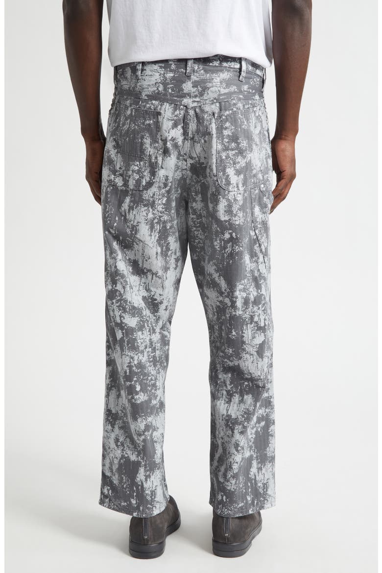 Foil Paint Print Herringbone Painter Pants, Alternate, color, GREY