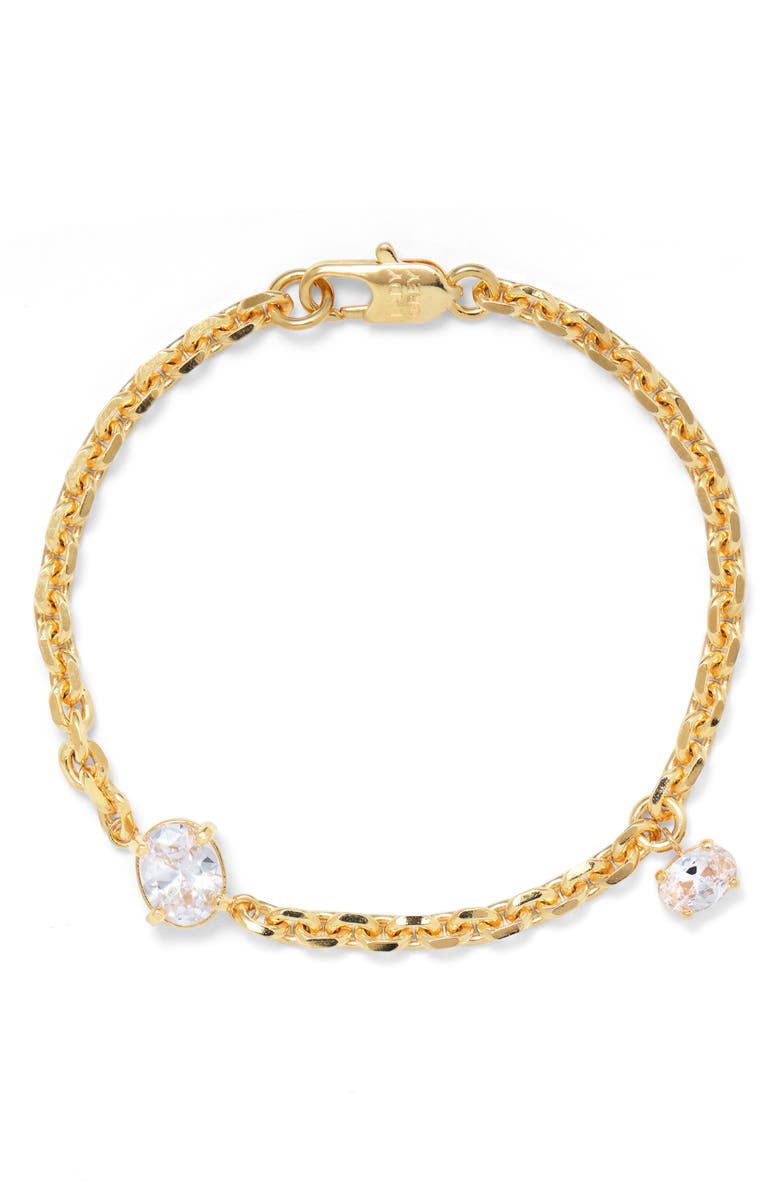 Lady Grey Crystal Tilt Cubic Zirconia Bracelet, Main, color, Gold/ Clear
