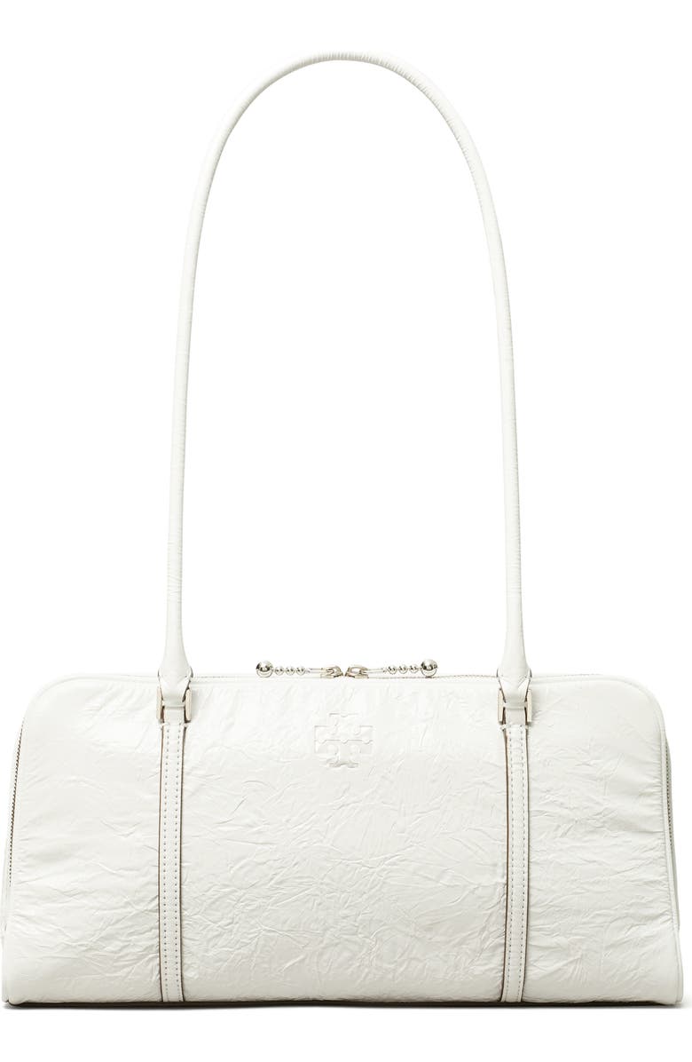 Tory Burch T Monogram Small Metallic Marshmallow Satchel, Main, color, White