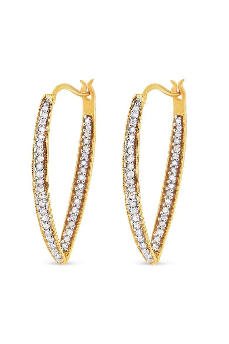 10K Yellow Gold 1/2 Ct RoundDiamond Modern Hoop Earrings, Main, color, Yellow