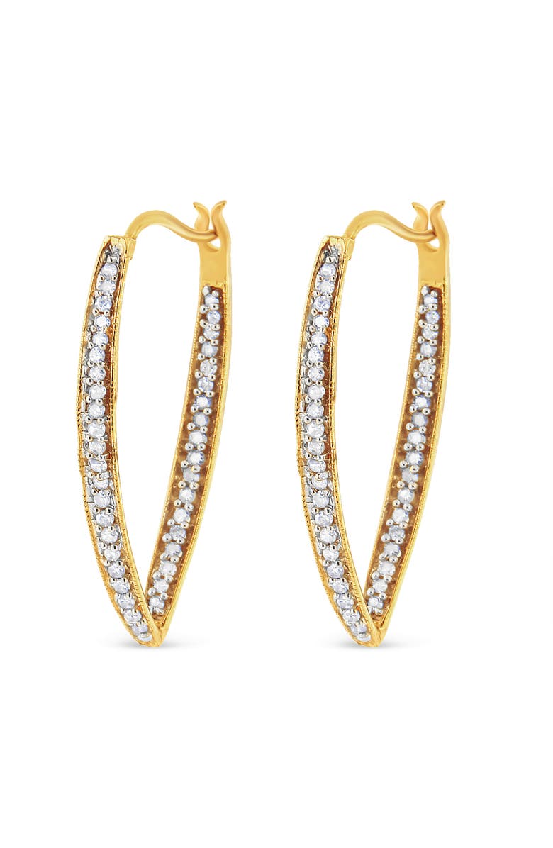 Haus of Brilliance 10K Yellow Gold 1/2 Ct RoundDiamond Modern Hoop Earrings, Main, color, Yellow