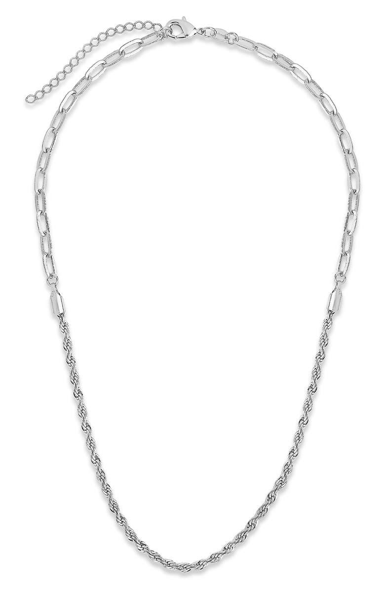 Sterling Forever Rope Twist Chain Necklace, Main, color, Silver