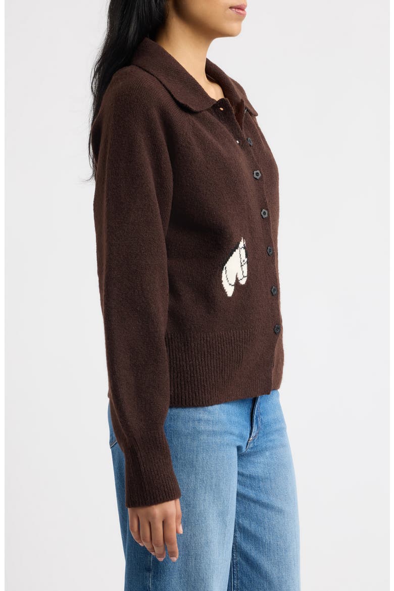 Horse Cardigan Sweater, Alternate, color, CHOCOLATE/ IVORY