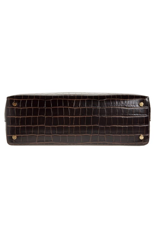 Totême Toteme T-lock Croc Embossed Leather Top Handle Bag In Brown