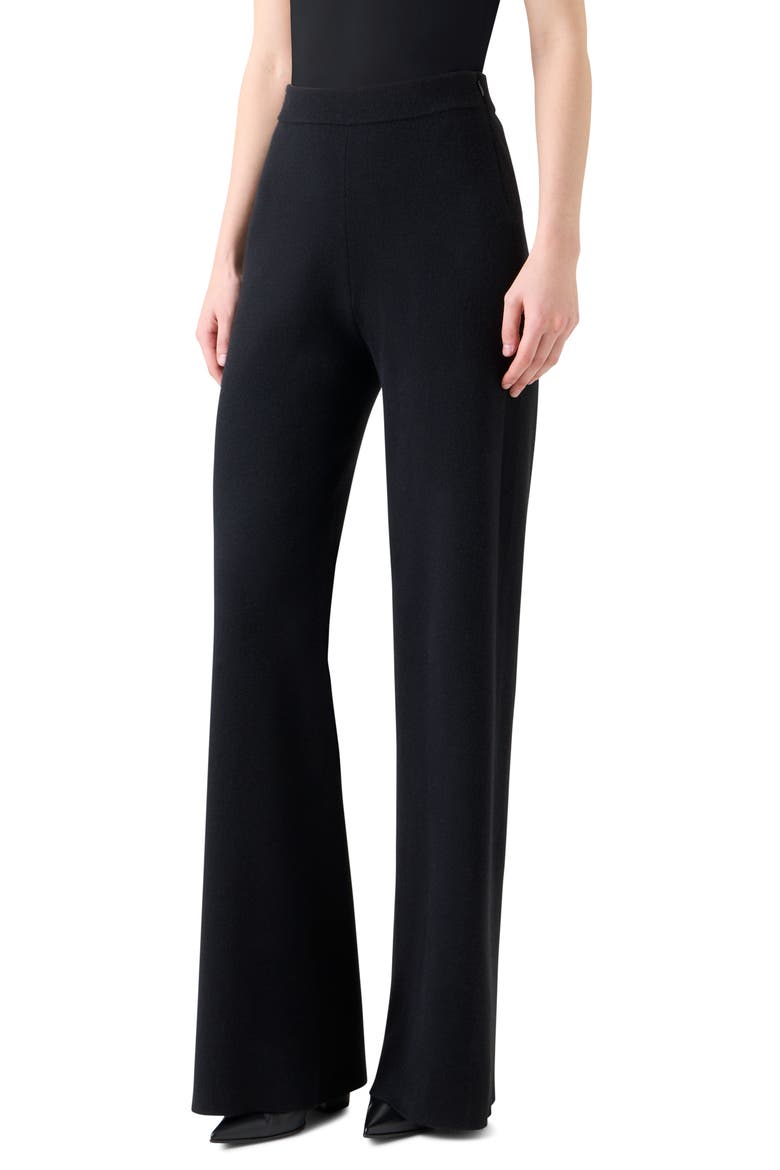 Cashmere & Silk Knit Pants, Alternate, color, BLACK