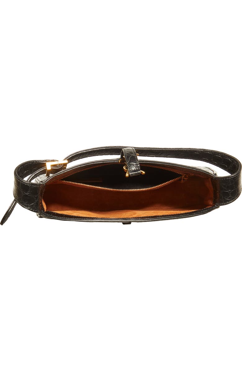 Saint Laurent YSL Croc Embossed Leather Shoulder Bag, Alternate, color,