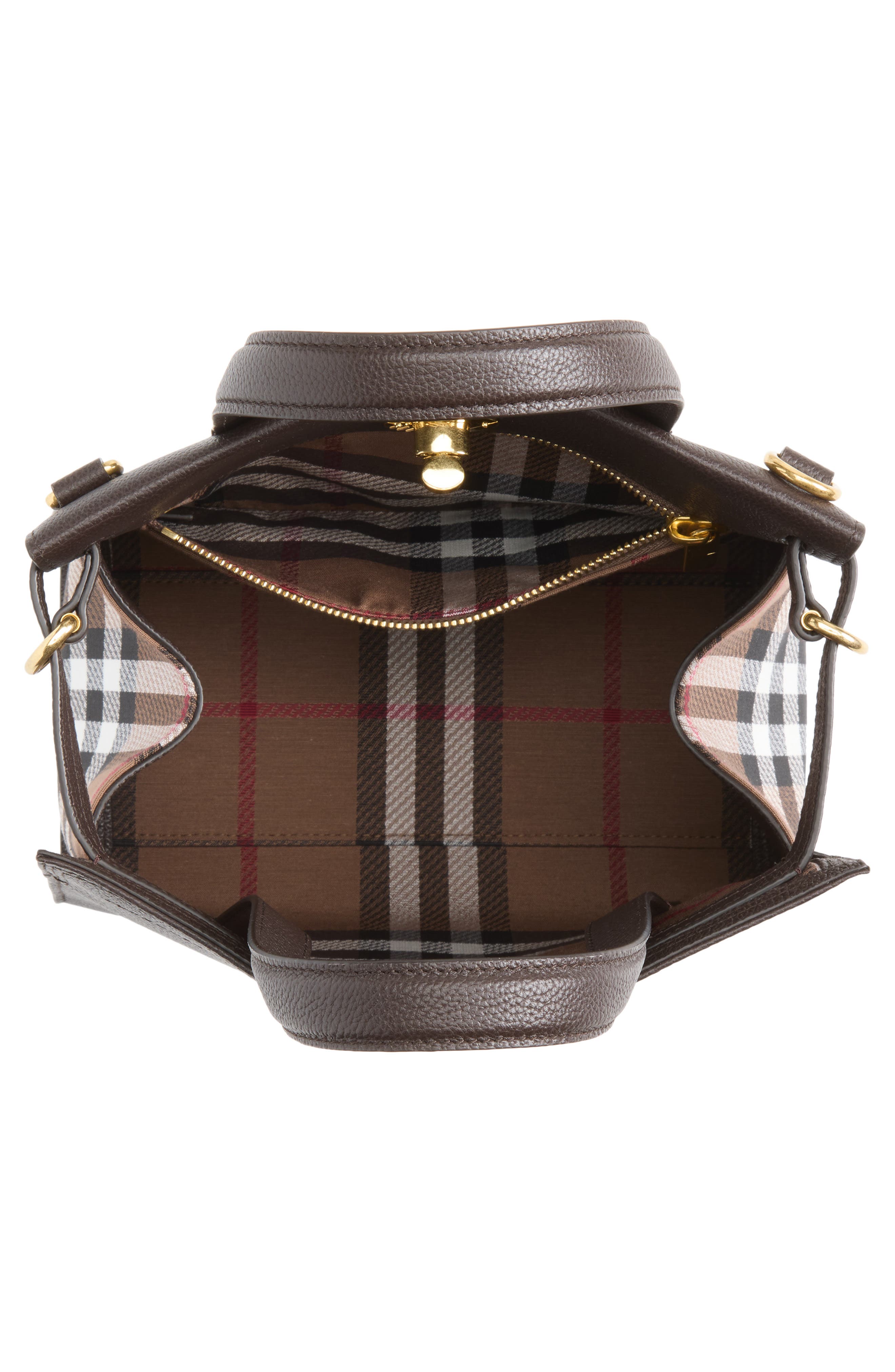 Cotswolds Leather & Check Canvas Tote, Alternate, color, CHOCOLATE BROWN