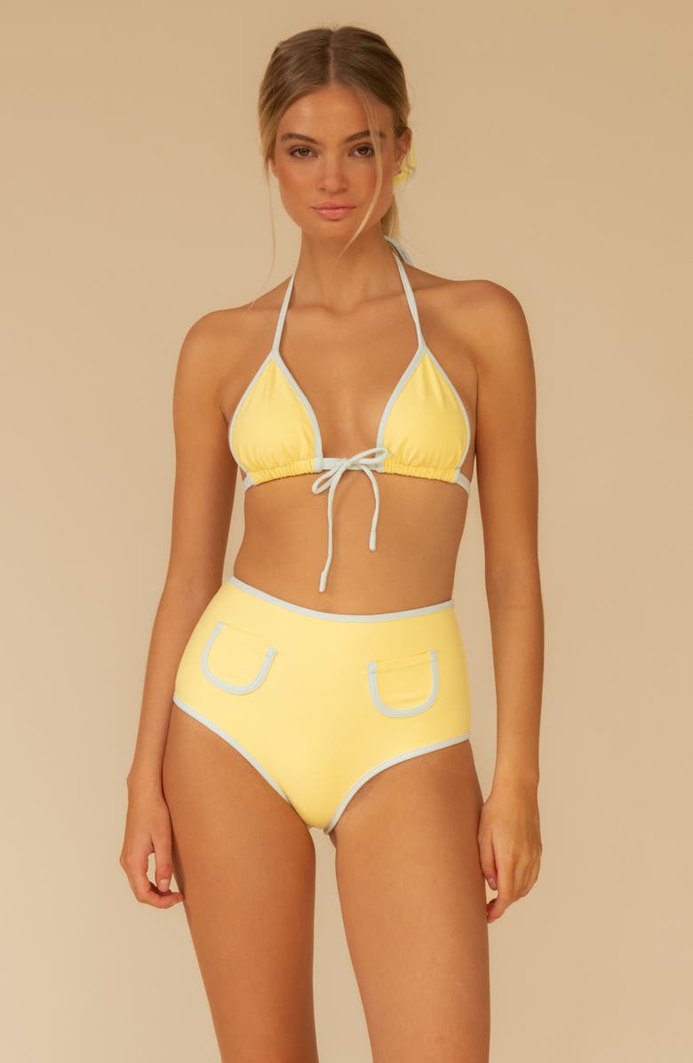 MONTCE Polly Contrast Trim Bikini Bottoms, Alternate, color, Sunshine