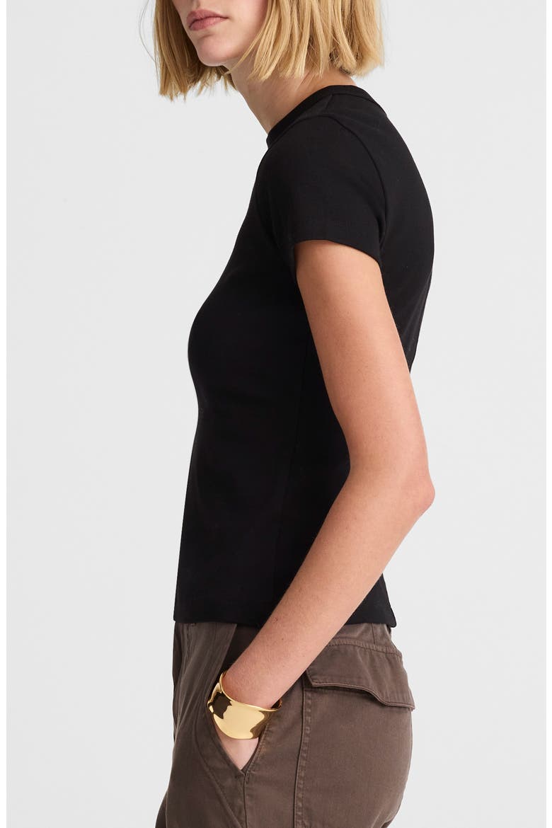 The '90s Crewneck Compact Cotton T-Shirt, Alternate, color, JET BLACK