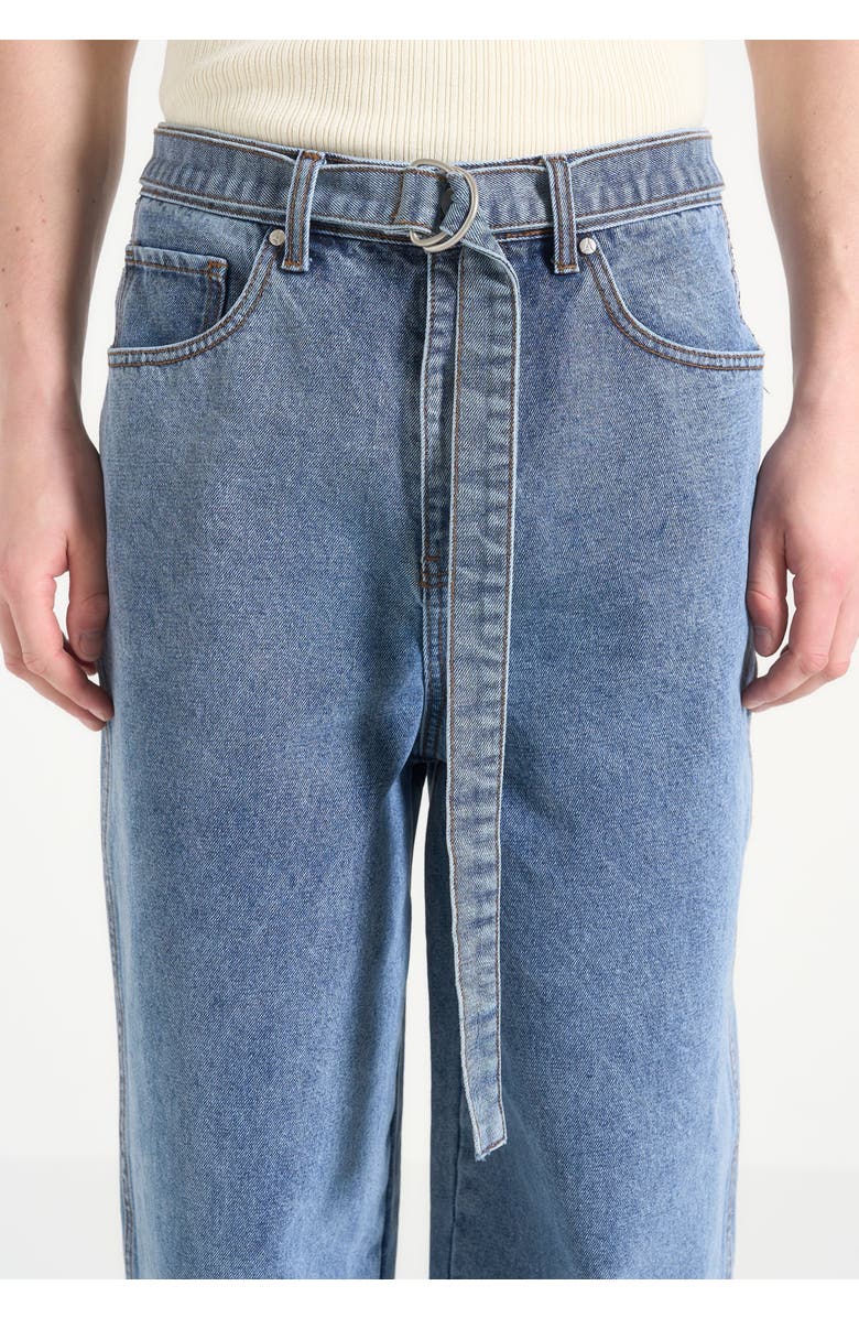 Manière De Voir Adam Wide Leg Belted Jeans, Alternate, color, Blue Wash
