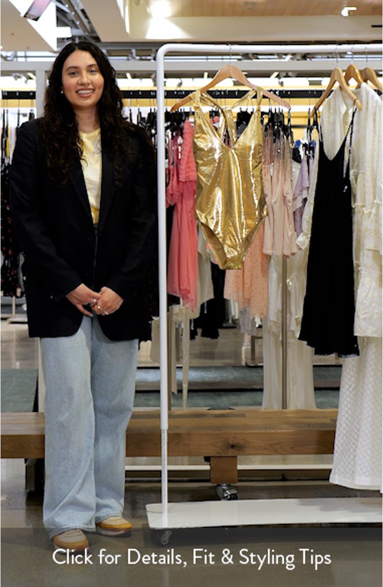 Glitz Plunge Neck One-Piece Swimsuit, sales video thumbnail