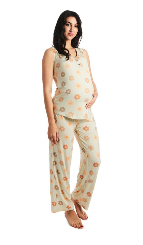 Everly Grey Women's  Joy Tank & Pants Maternity/nursing Pajama Set In Neutral