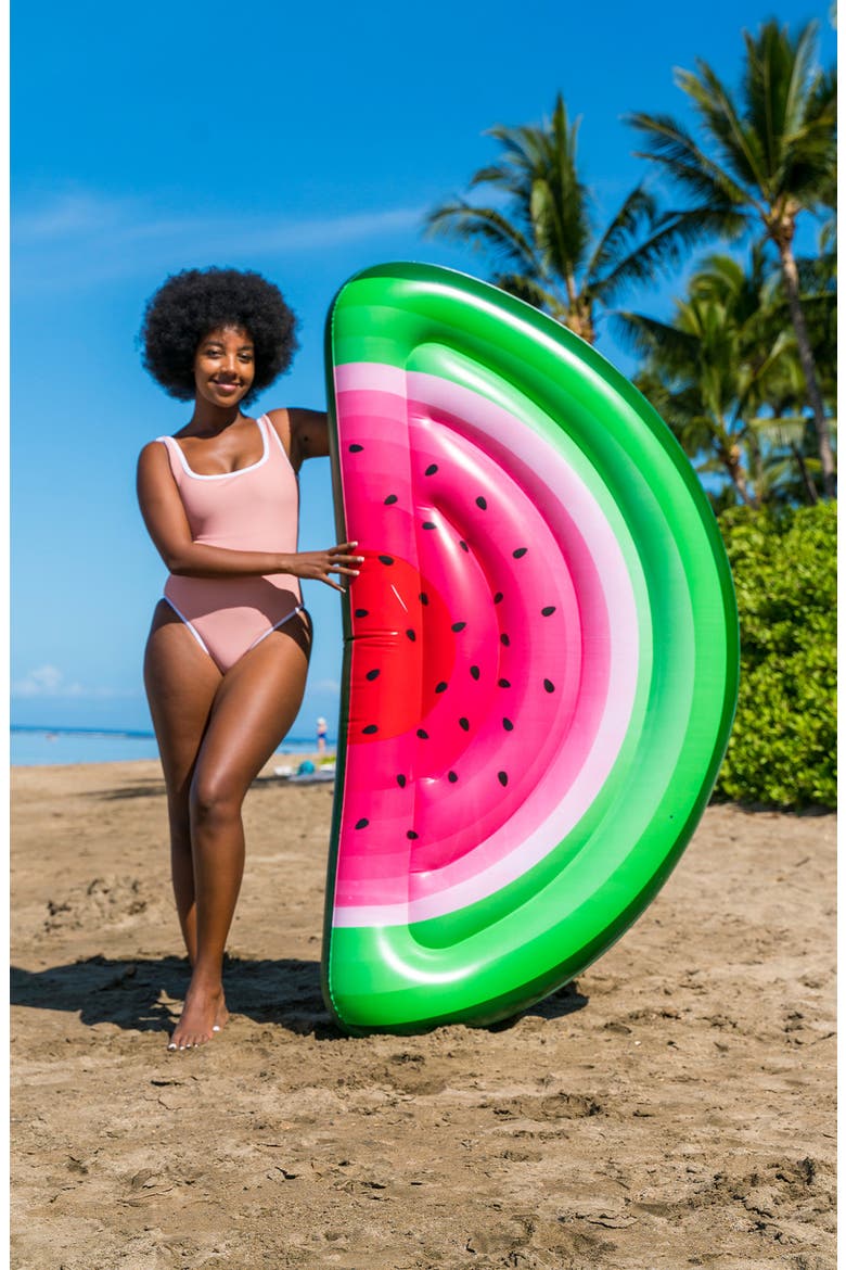 Watermelon Half Island Pool Float, Alternate, color, RED