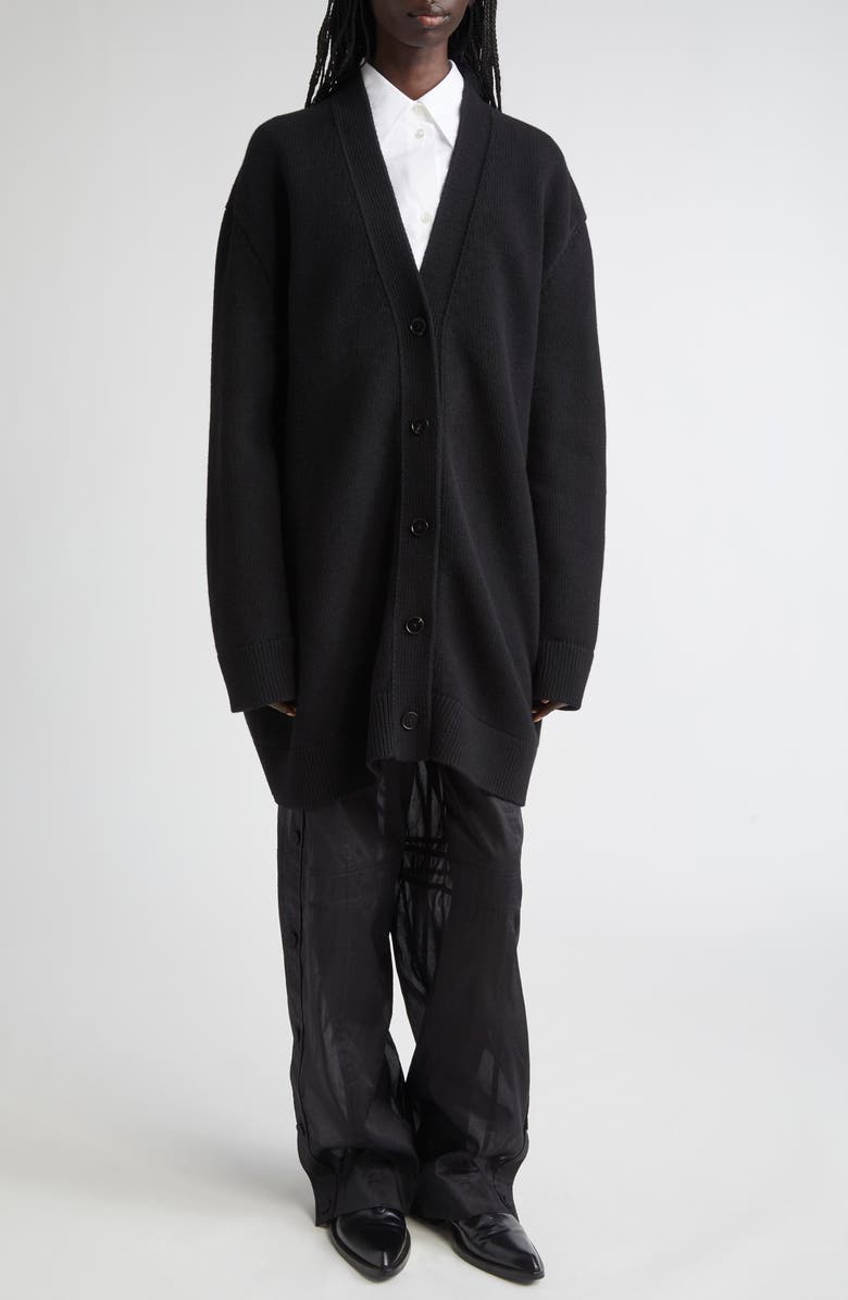 Jil Sander Classic Virgin Wool Blend Cardigan, Alternate, color, Black