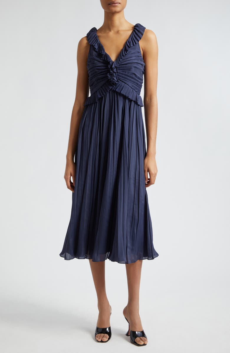 Cinq à Sept Callowary Ruffle Detail Midi Dress, Main, color,