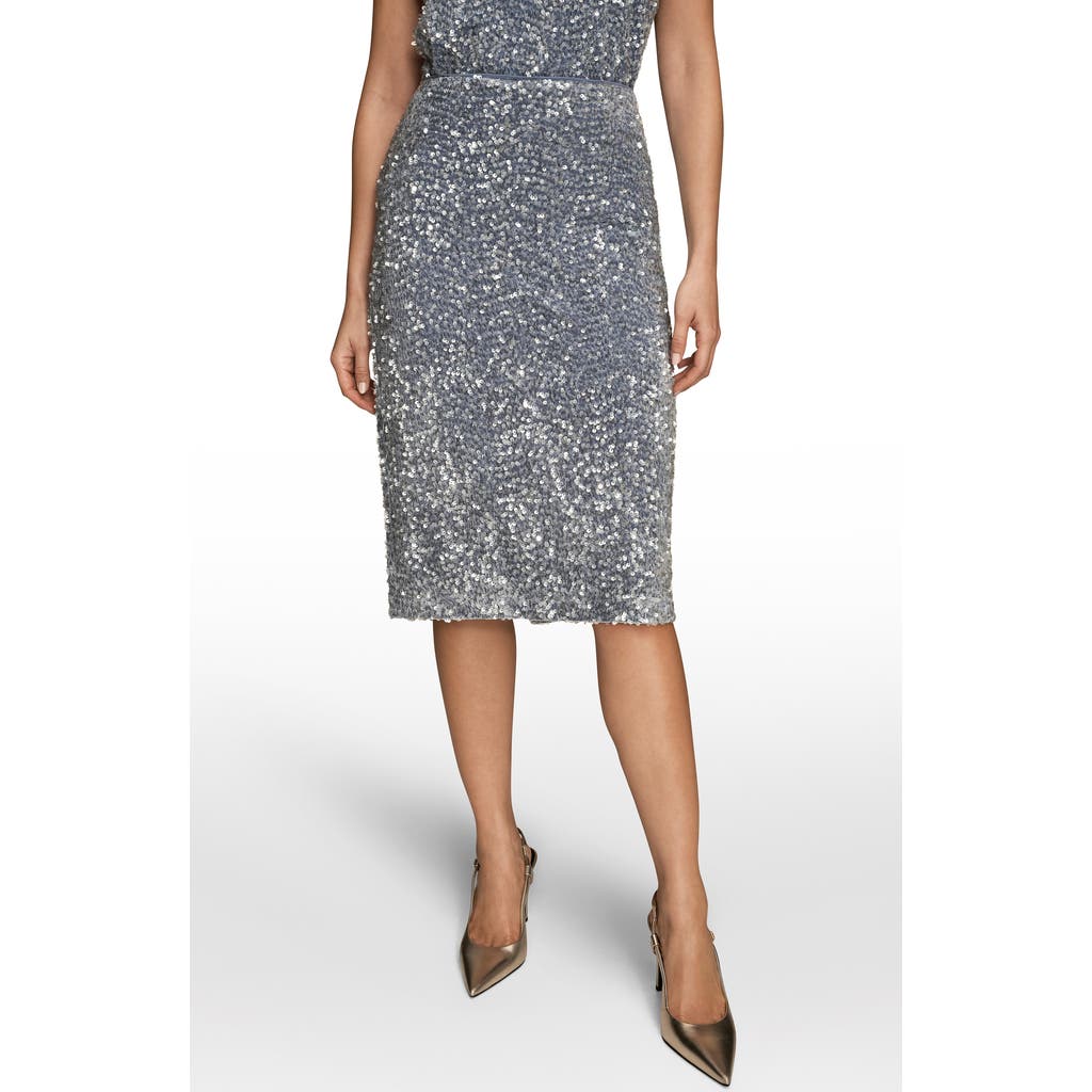 Donna Karan New York Sequin Pencil Skirt In Gray