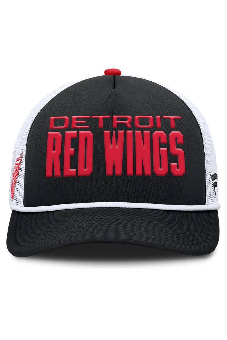 Men's Fanatics Black/White Detroit Red Wings Authentic Pro Rink A-Frame Adjustable Hat, Alternate, color, Black
