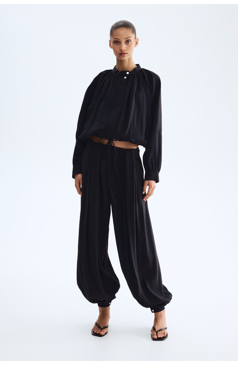 H&M Balloon-sleeved modal jacket, Alternate, color, Black