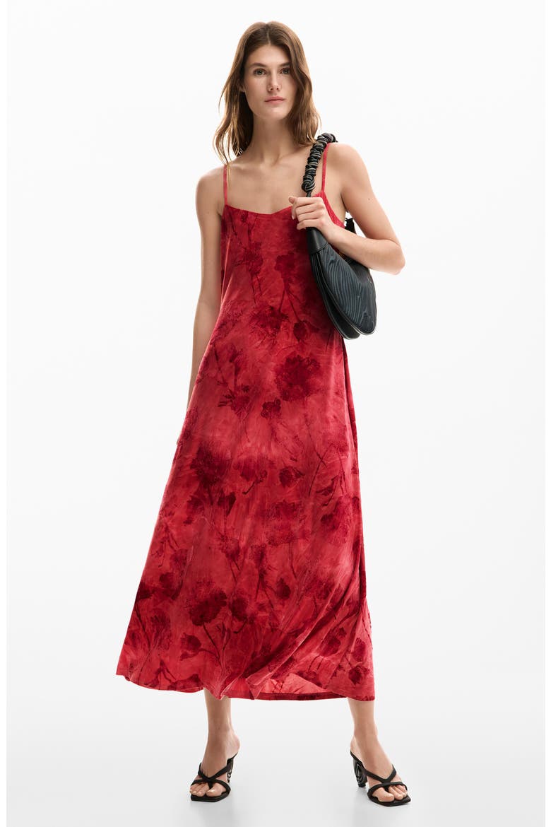 Printed Midi Slipdress, Alternate, color, RED