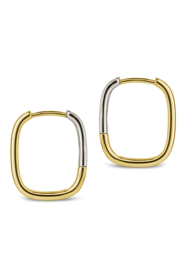 Eilish Two-Tone Rectangular Hoop Earrings, Alternate, color, DUAL TONE