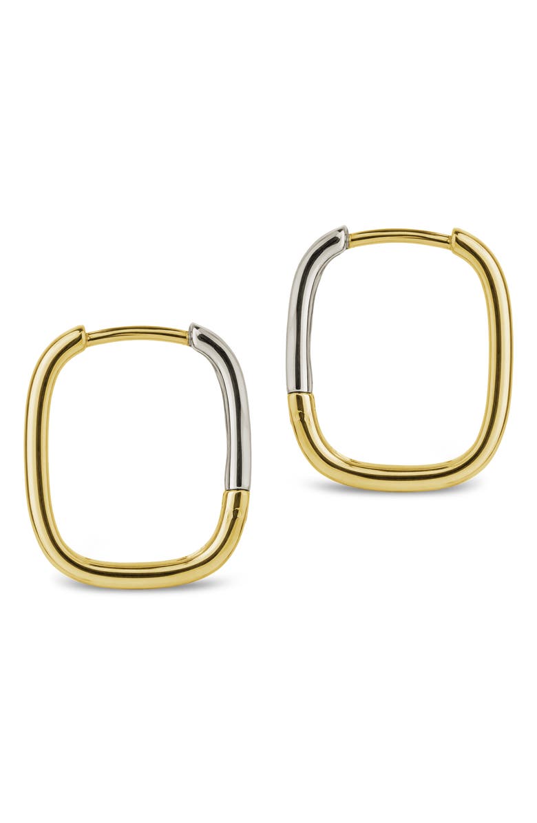 Sterling Forever Eilish Two-Tone Rectangular Hoop Earrings, Alternate, color, Dual Tone