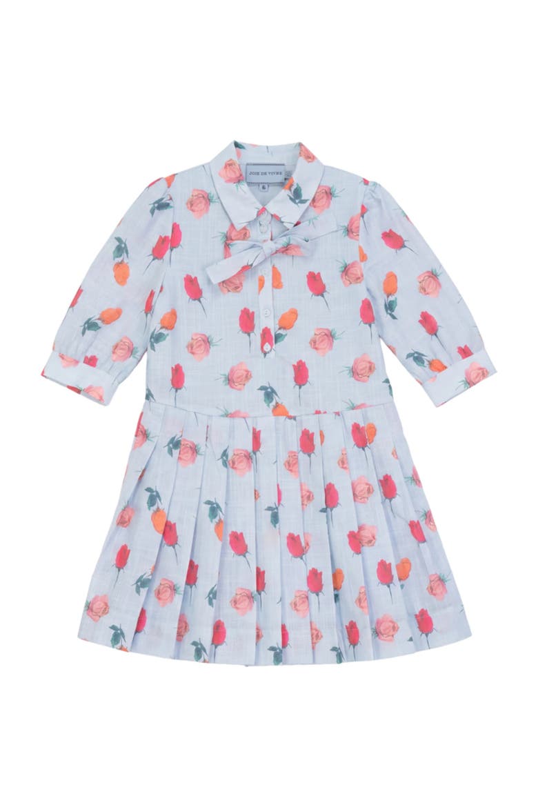 Rose Pleated Button Front Loose Fit Dress, Main, color, Blue