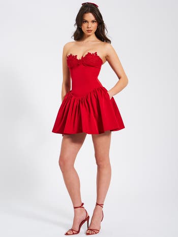 Sacha Drop Waist Corset Puffy Mini Dress