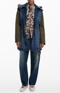 Desigual Denim Parka with Removable Hood & Sleeves